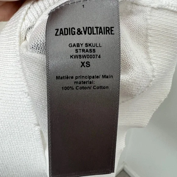 Nwt! ZADIG & VOLTAIRE GABY SKULL LONG SLEEVE TOP - Picture 5 of 6